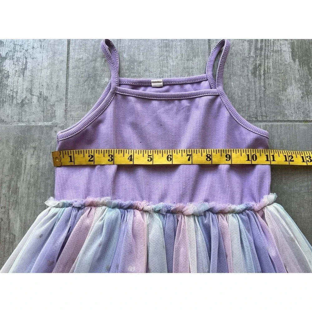 Summer Sundress Sleeveless Rainbow Tutu Tulle Twirl Casual Party Princess 6-7